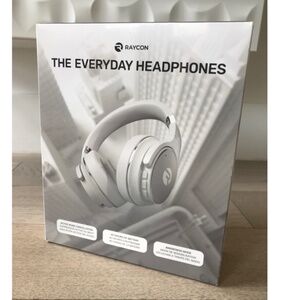 Raycon The Everyday Over-Ear Noise Cancelling Bluetooth Headphones White Silver